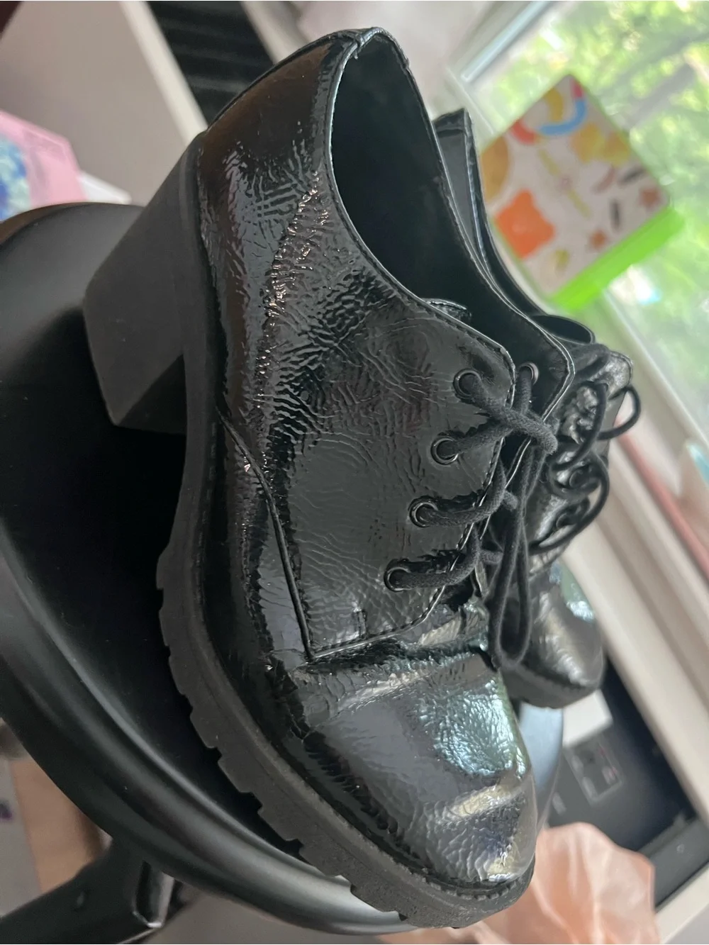Dirty Laundry Black Patent Leather Lace-Up Oxfords